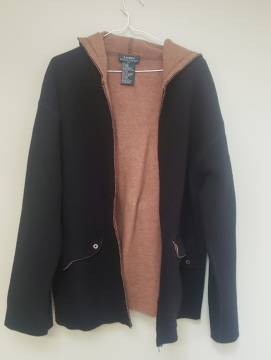 Lauren Ralph Lauren Jackets & Blazers - Lauren by Ralph Lauren Black Wool Jacket with Camel Interior & Hood XL - GUC